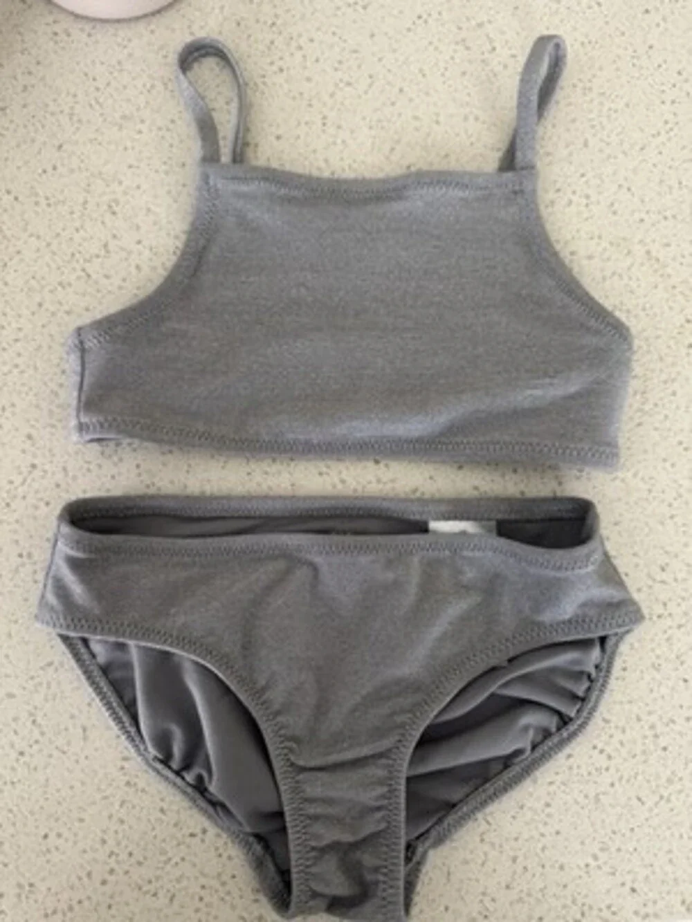 GAP Kids Girls 2-Piece Bikini Swimsuit Bralette Top Solid Gray XS (4-5)
